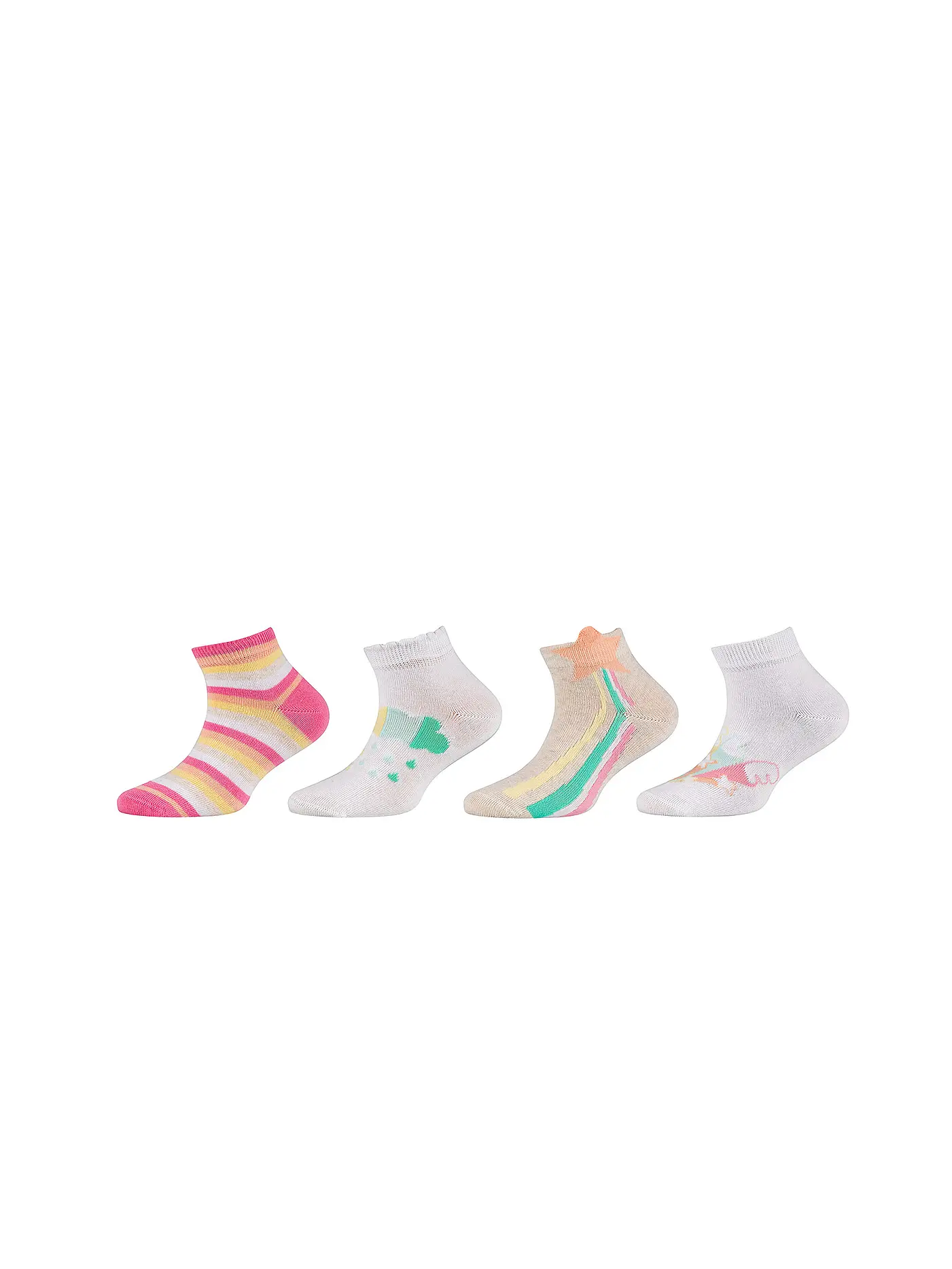 CAMANO | Mädchen Sneaker Socken 4er Pkg white mix | 